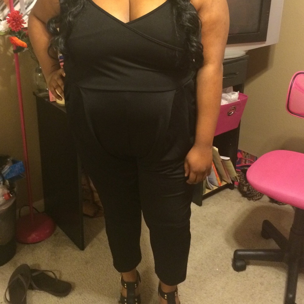 Black jumpsuit with thin strap